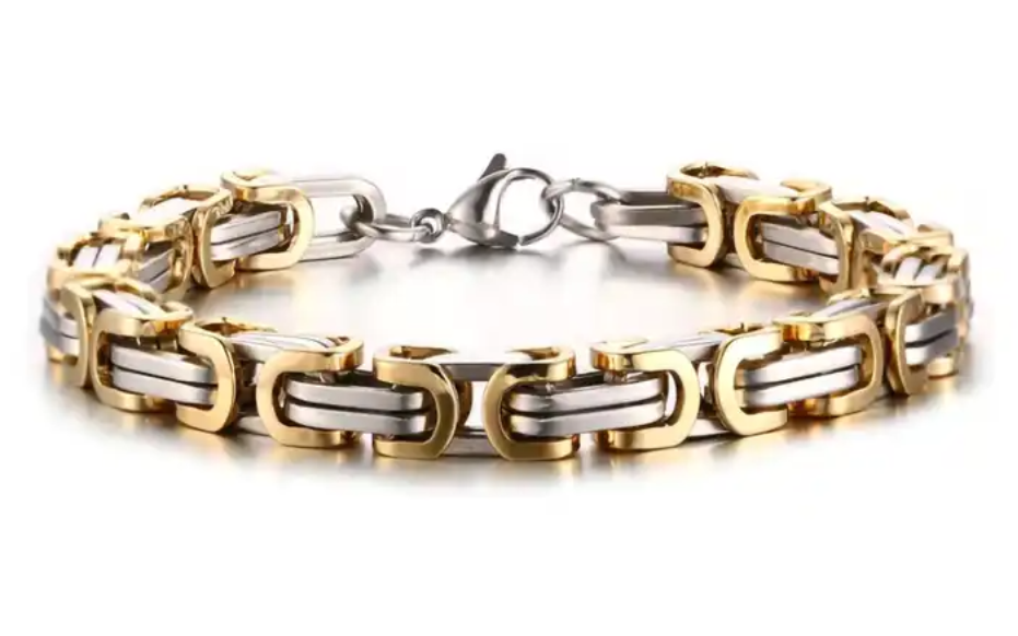 Koningsschakel Armband met Gouden Accenten