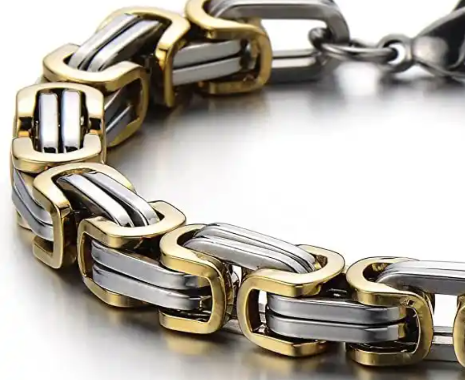 Koningsschakel Armband met Gouden Accenten
