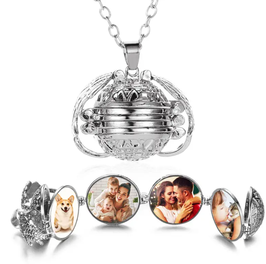 Style King - Ronde Medaillon Ketting van RVS - Personaliseer met 4 Foto's