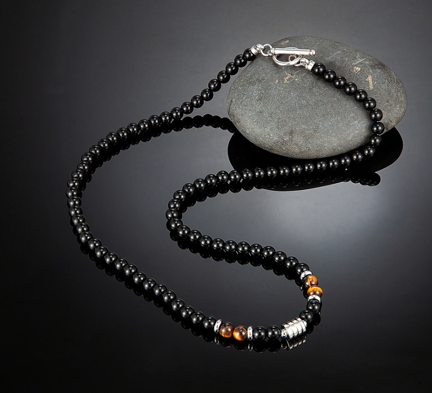 Natuurlijke Elegantie: Style King Kralen Ketting met Tijgeroog Steentjes