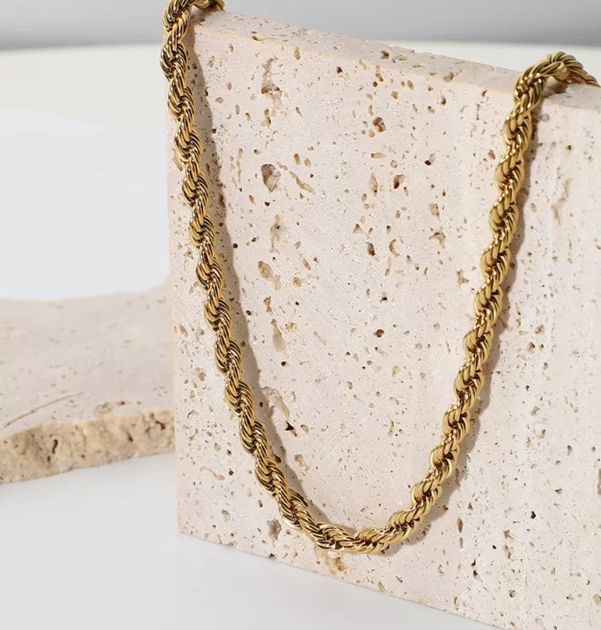 Gold RVS Rope chain ketting