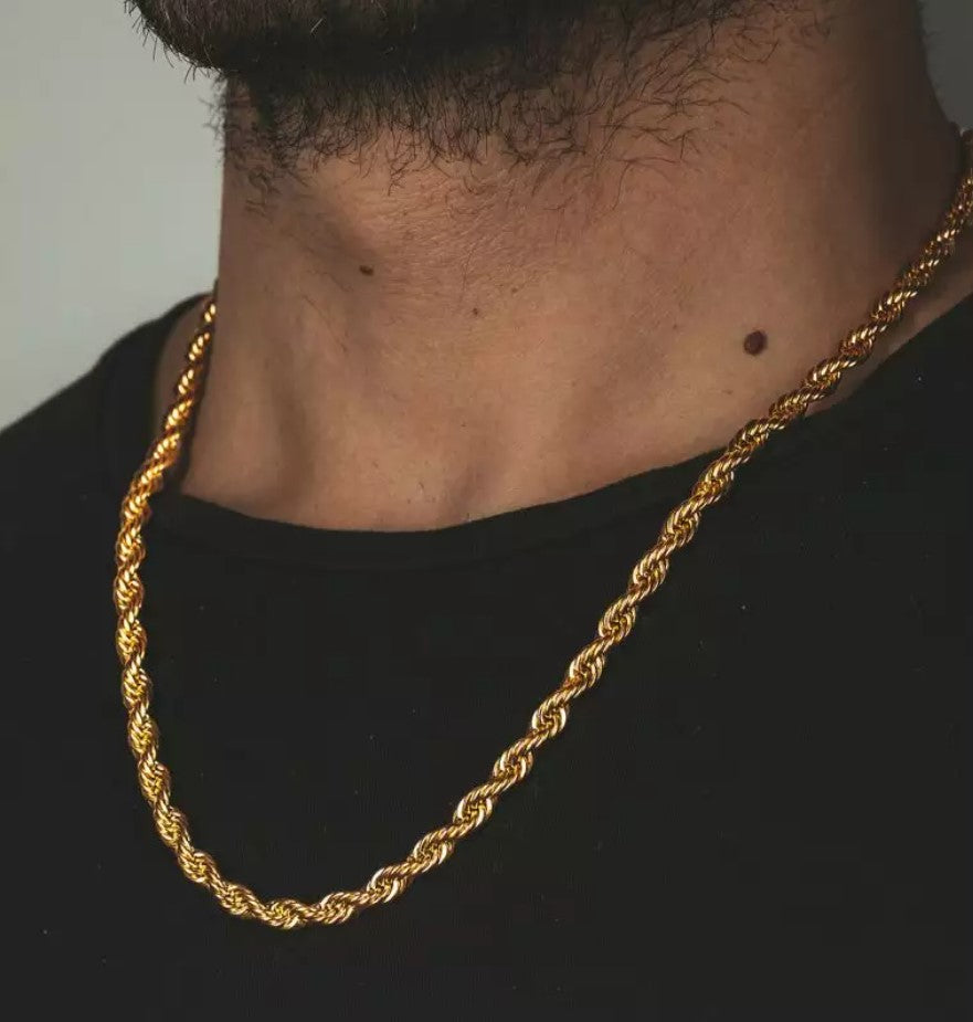 Gold RVS Rope chain ketting