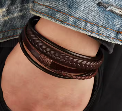 Leren bruine Armband