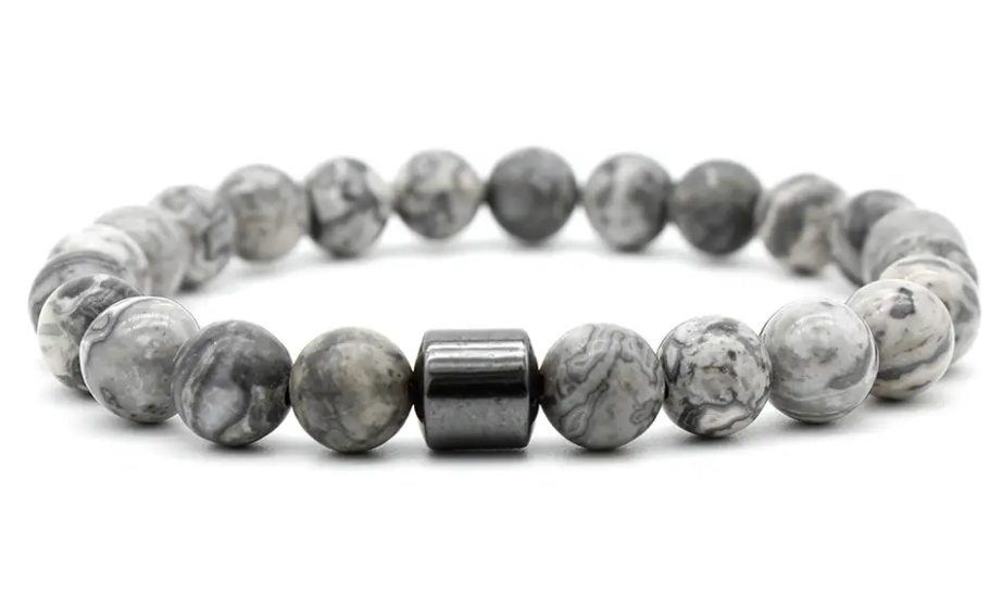 Unieke Natuurlijke Schoonheid: Style King Armband met Picasso Jaspis Stenen en Hematiet Steentje