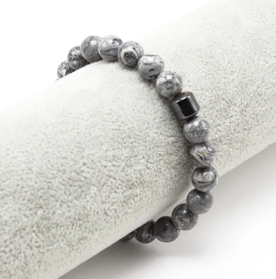 Unieke Natuurlijke Schoonheid: Style King Armband met Picasso Jaspis Stenen en Hematiet Steentje